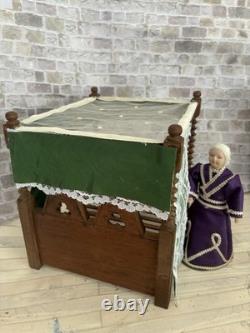 Dolls House 1/12 Scale Miniature Artisan Quality Walnut 4 Poster Bed & Bedding