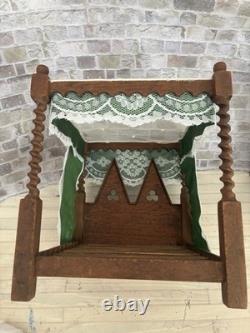 Dolls House 1/12 Scale Miniature Artisan Quality Walnut 4 Poster Bed & Bedding