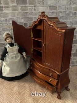 Dolls House 1/12 Scale Miniature Bespaq Walnut Dutch Baby Cupboard Cabinet