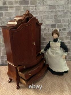 Dolls House 1/12 Scale Miniature Bespaq Walnut Dutch Baby Cupboard Cabinet