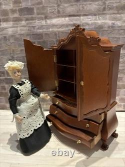 Dolls House 1/12 Scale Miniature Bespaq Walnut Dutch Baby Cupboard Cabinet