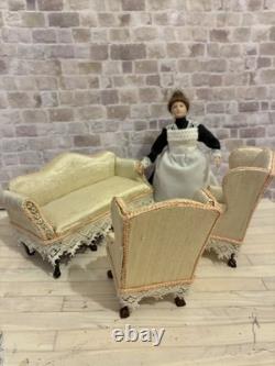 Dolls House 1/12 Scale Miniature Customised Silk 3 Piece Suite Sofa Armchairs