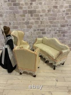 Dolls House 1/12 Scale Miniature Customised Silk 3 Piece Suite Sofa Armchairs