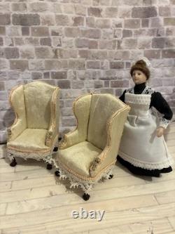 Dolls House 1/12 Scale Miniature Customised Silk 3 Piece Suite Sofa Armchairs