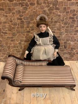 Dolls House 1/12 Scale Miniature David Booth Artisan QualityWalnut Chaise Longue