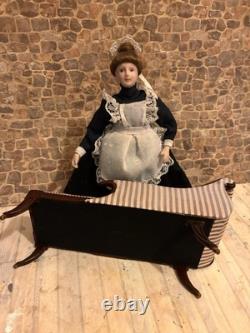 Dolls House 1/12 Scale Miniature David Booth Artisan QualityWalnut Chaise Longue