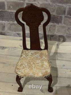 Dolls House 1/12 Scale Miniature Glenowen Walnut Art Nouveau Dining Table Chairs