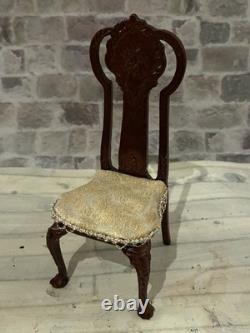 Dolls House 1/12 Scale Miniature Glenowen Walnut Art Nouveau Dining Table Chairs