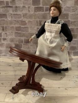 Dolls House 1/12 Scale Miniature Glenowen Walnut Art Nouveau Dining Table Chairs