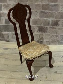 Dolls House 1/12 Scale Miniature Glenowen Walnut Art Nouveau Dining Table Chairs