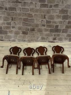 Dolls House 1/12 Scale Miniature Glenowen Walnut Art Nouveau Dining Table Chairs