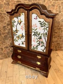 Dolls House 1/12 Scale Miniature Mahogany Customised Dutch Baby Cupboard Cabinet