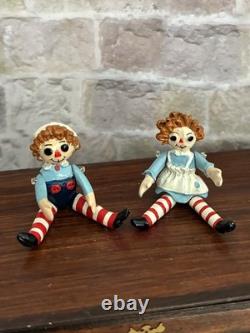 Dolls House 1/12 Scale Miniature Minnie Maria Painted Pewter Raggedy Ann & Andy