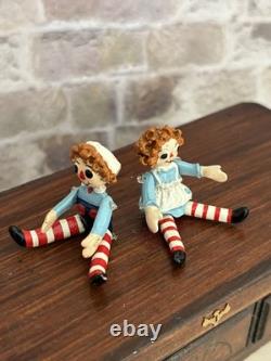 Dolls House 1/12 Scale Miniature Minnie Maria Painted Pewter Raggedy Ann & Andy