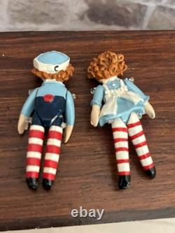 Dolls House 1/12 Scale Miniature Minnie Maria Painted Pewter Raggedy Ann & Andy