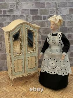 Dolls House 1/12 Scale Miniature Ornate Cream Hand Painted Bespaq Wardrobe