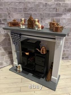 Dolls House 1/12 Scale Miniature Plaster Fireplace Surround Stove & Accessories
