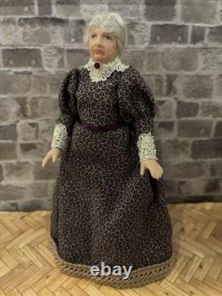 Dolls House 1/12 Scale Miniature Quality Artisan Older Lady Porcelain Doll