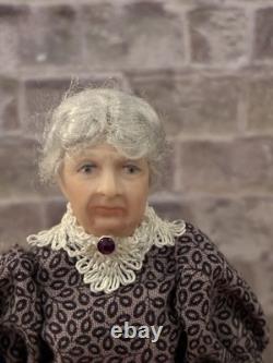 Dolls House 1/12 Scale Miniature Quality Artisan Older Lady Porcelain Doll
