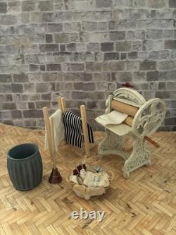 Dolls House 1/12 Scale Miniature Quality Laundry Washing Set Mangle Accessories