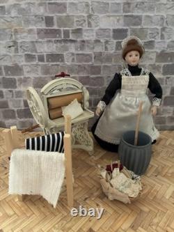 Dolls House 1/12 Scale Miniature Quality Laundry Washing Set Mangle Accessories