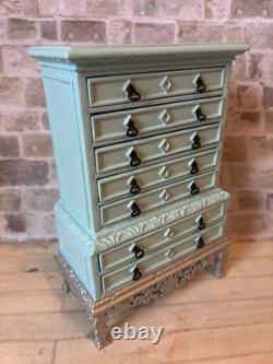 Dolls House 1/12 Scale Miniature Rare Queens Collection Tallboy Chest Of Drawers