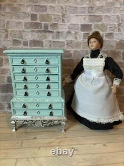 Dolls House 1/12 Scale Miniature Rare Queens Collection Tallboy Chest Of Drawers