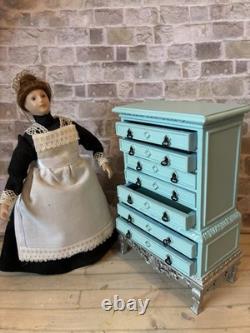Dolls House 1/12 Scale Miniature Rare Queens Collection Tallboy Chest Of Drawers