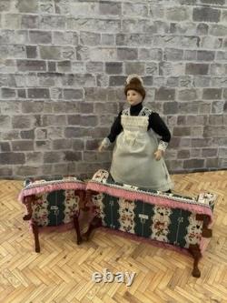 Dolls House 1/12 Scale Miniature Re Upholstered Jiayi Regency Sofa & Armchair