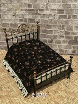 Dolls House 1/12 Scale Miniature Reutter Ornate Metal Double Bed