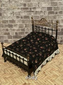 Dolls House 1/12 Scale Miniature Reutter Ornate Metal Double Bed