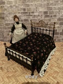Dolls House 1/12 Scale Miniature Reutter Ornate Metal Double Bed