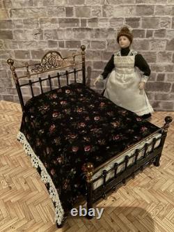 Dolls House 1/12 Scale Miniature Reutter Ornate Metal Double Bed