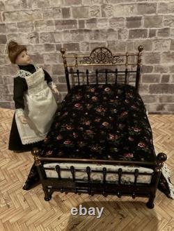 Dolls House 1/12 Scale Miniature Reutter Ornate Metal Double Bed