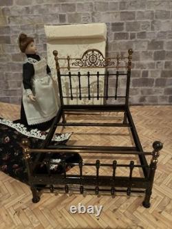 Dolls House 1/12 Scale Miniature Reutter Ornate Metal Double Bed