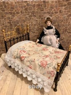 Dolls House 1/12 Scale Miniature Reutter Victorian Black Metal Double Bed