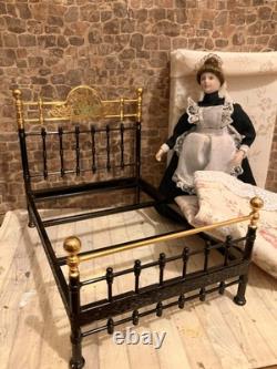 Dolls House 1/12 Scale Miniature Reutter Victorian Black Metal Double Bed