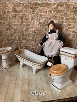 Dolls House 1/12 Scale Miniature Reutter Victorian Rose Bathroom Suite Set