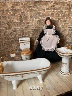 Dolls House 1/12 Scale Miniature Reutter Victorian Rose Bathroom Suite Set