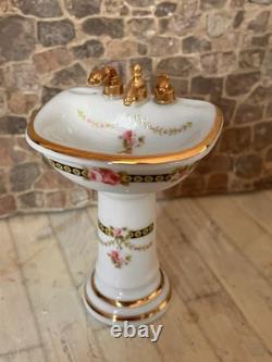 Dolls House 1/12 Scale Miniature Reutter Victorian Rose Bathroom Suite Set