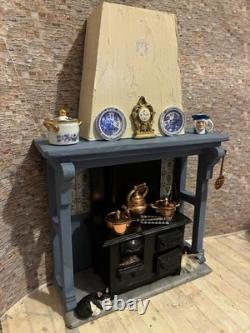 Dolls House 1/12 Scale Miniature Vintage Artisan Fire Surround, Stove Accs Ooak