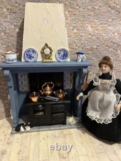 Dolls House 1/12 Scale Miniature Vintage Artisan Fire Surround, Stove Accs Ooak