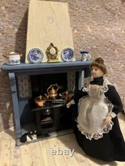 Dolls House 1/12 Scale Miniature Vintage Artisan Fire Surround, Stove Accs Ooak