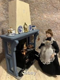 Dolls House 1/12 Scale Miniature Vintage Artisan Fire Surround, Stove Accs Ooak