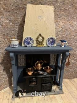 Dolls House 1/12 Scale Miniature Vintage Artisan Fire Surround, Stove Accs Ooak