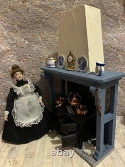 Dolls House 1/12 Scale Miniature Vintage Artisan Fire Surround, Stove Accs Ooak