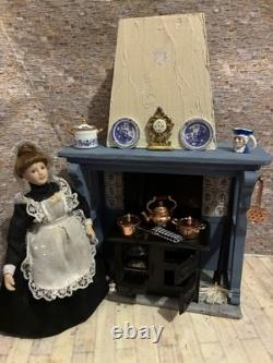 Dolls House 1/12 Scale Miniature Vintage Artisan Fire Surround, Stove Accs Ooak