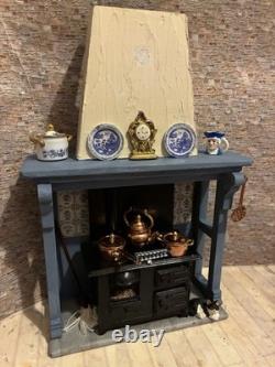 Dolls House 1/12 Scale Miniature Vintage Artisan Fire Surround, Stove Accs Ooak