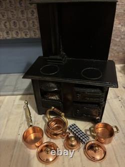 Dolls House 1/12 Scale Miniature Vintage Artisan Fire Surround, Stove Accs Ooak