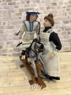 Dolls House 1/12 Scale Miniature Vintage Artisan Grey Wood Moving Rocking Horse